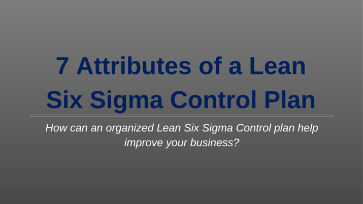 Lean Six Sigma Control Plan