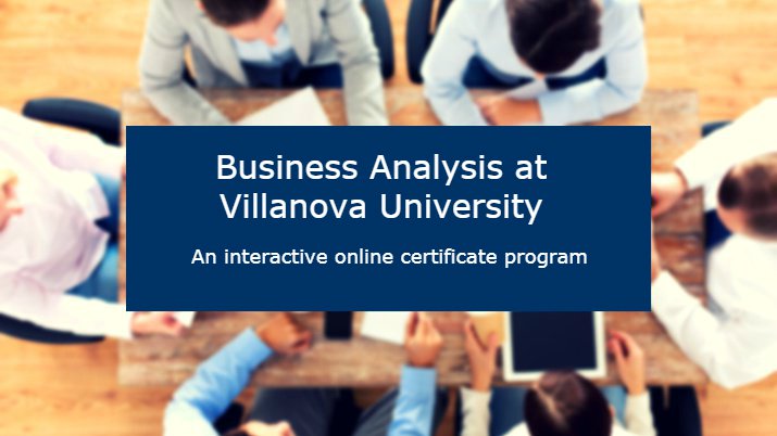 Aerial view of a group of students earning their business analysis certificates through Villanova.