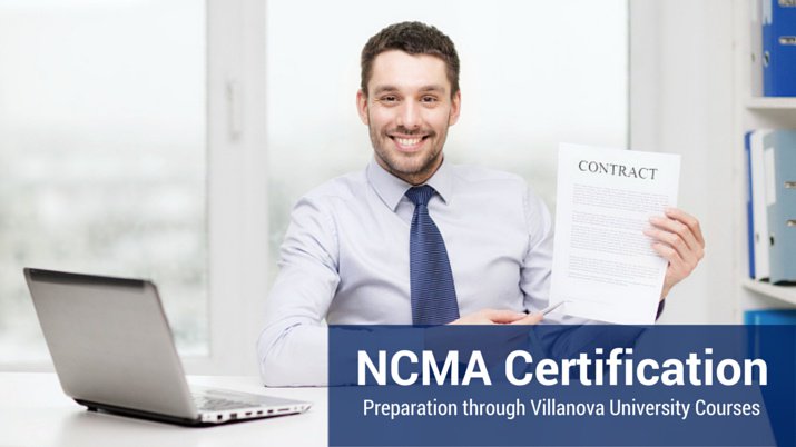 Man wearing a button up shirt and tie smiling, holding up his newly earned NCMA Certification.