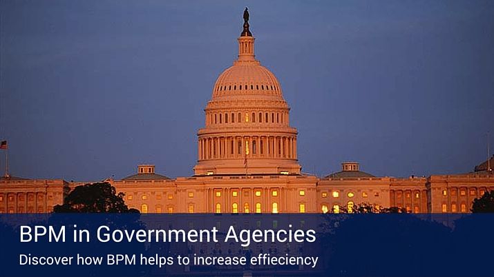 State capitol building during sunset with a blue banner across the bottom of the image that reads "BPM in Government Agencies".